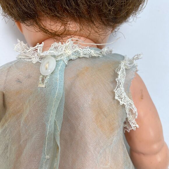 Vintage Creepy Scary Baby Doll Fuzzy Hair Open Close Eyes Rubber Body Move Limbs - Picture 16 of 16